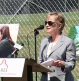 Jessie Rasmussen, President of the Buffett Early Childhood Fund, speaks at the Educare groundbreaking ceremony.